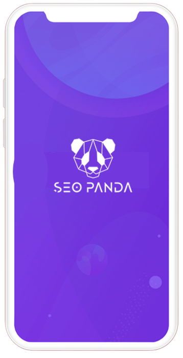 White phone icon with SEO Panda logo in purple background